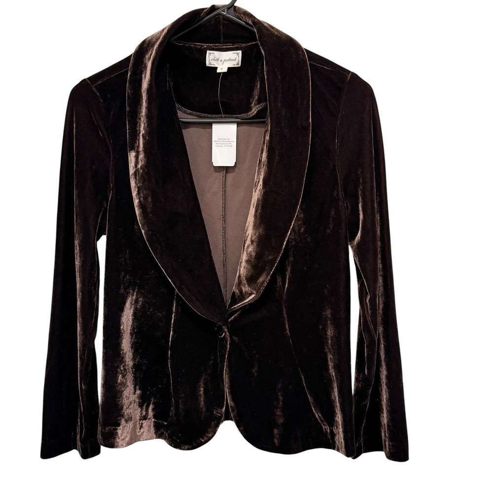 Velvet Shawl Collar Espresso Brown Jacket NWT S Coquette Whimsigoth